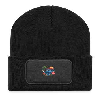 Summer Vibes Tropical Beach T-Shirt Design - Recycelte Patch Beanie - Schwarz - Vorne
