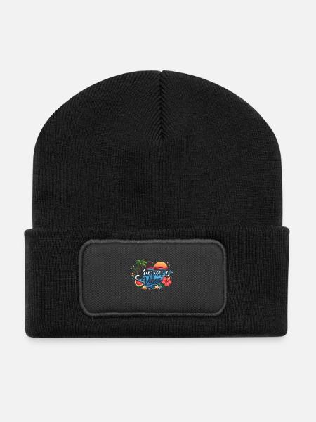 Summer Vibes Tropical Beach T-Shirt Design - Recycelte Patch Beanie - Schwarz