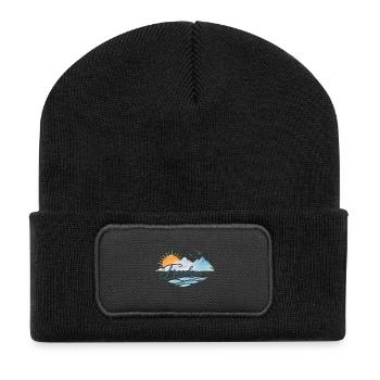 Freedom Horizon Mountain Sunset Design - Recycled Patch Beanie - black - Front