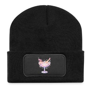 Vintage Flapper Girl in Martini Glass Pastel - Recycled Patch Beanie - black - Front