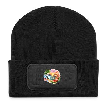 Paradise Beach Sunset Tropical Escape - Recycelte Patch Beanie - Schwarz - Vorne