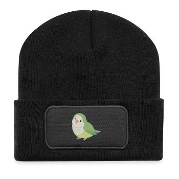 Perroquet Quaker Mignon Oiseau Vert - Beanie recyclé à patch - noir - Devant