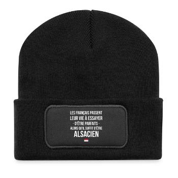 Les Francais Passent Leur Vie A Essayer D Etre ... - Beanie recyclé à patch - noir - Devant