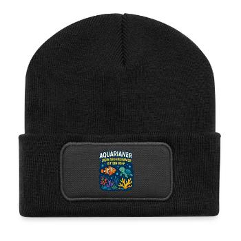 Aquarianer Wohnzimmerriff - Recycelte Patch Beanie - Schwarz - Vorne