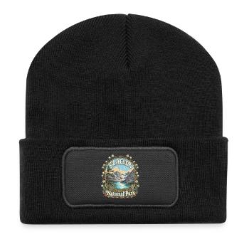 Glacier National Park USA Montana Hiking Vintage - Recycled Patch Beanie - black - Front