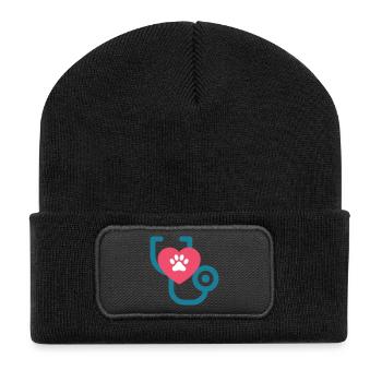 Tierarzt - Tierarzt Tierliebe Hund Katze - Recycelte Patch Beanie - Schwarz - Vorne