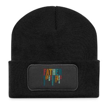 Vater Papa  - Recycelte Patch Beanie - Schwarz - Vorne
