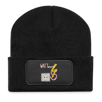 Lugworm Ambiguous Joke Dad Humor Gift Idea - Recycled Patch Beanie - black - Front