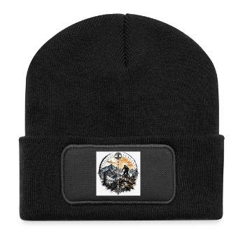 Nordic Mountainbike Sonnenpfad - Recycelte Patch Beanie - Schwarz - Vorne