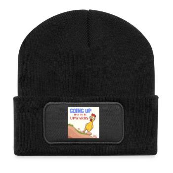 Funny Chicken Going Up Upwards Motivational Humour - Recycled Patch Beanie - black - Front