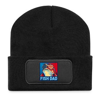 Patriotic Fish Dad – Funny Fish Dad for - Recycled Patch Beanie - black - Front