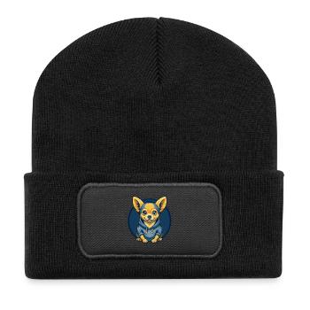 Chihuahua Dog Kawaii Mascot Cartoon Clipart Logo - Recycled Patch Beanie - black - Front