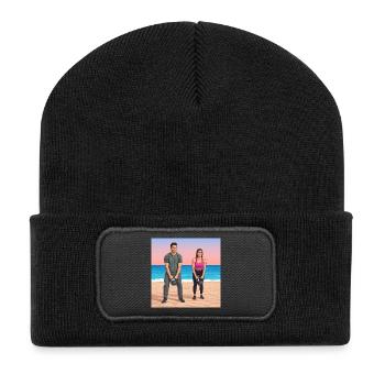 GIDAGI Fitness-Cartoons-Sammlung - Recycelte Patch Beanie - Schwarz - Vorne