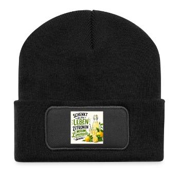 Zitronen  - Recycelte Patch Beanie - Schwarz - Vorne