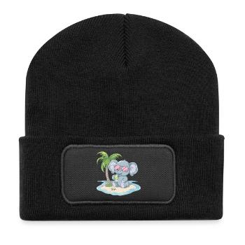 Elephant Summer Palm Tree - Recycled Patch Beanie - black - Front