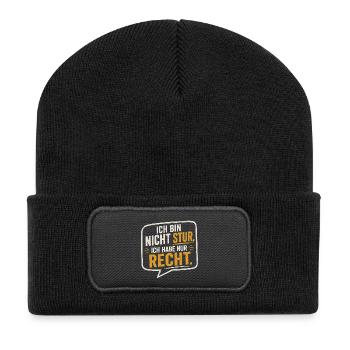 Ich bin nicht stur, ich hab nur Recht - Recycelte Patch Beanie - Schwarz - Vorne