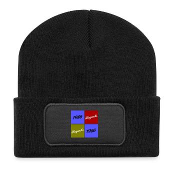 Retro 1986 Legends Quadrants - Recycelte Patch Beanie - Schwarz - Vorne