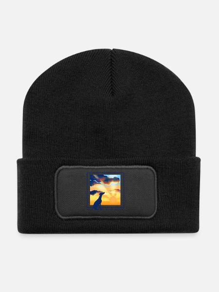 Mehr als ein Haustier – Windhund - Recycelte Patch Beanie - Schwarz