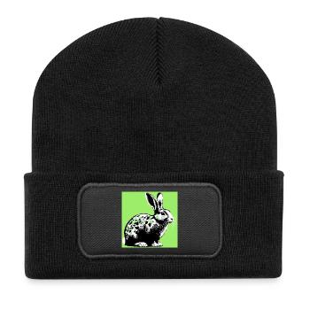 Kaninchen - Recycelte Patch Beanie - Schwarz - Vorne