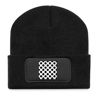 Motif monochrome à pois - Beanie recyclé à patch - noir - Devant