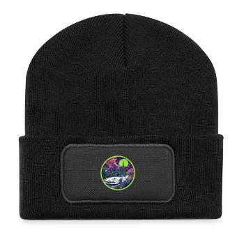 Donnerpagode — Supersportwagen trifft auf das alte Japan - Recycelte Patch Beanie - Schwarz - Vorne