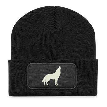 wolf - Recycelte Patch Beanie - Schwarz - Vorne