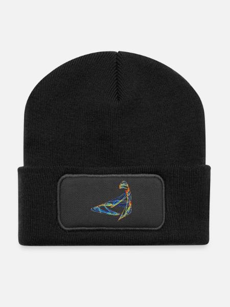 Die Handschrift des Chaos – Fractal Art - Recycelte Patch Beanie - Schwarz