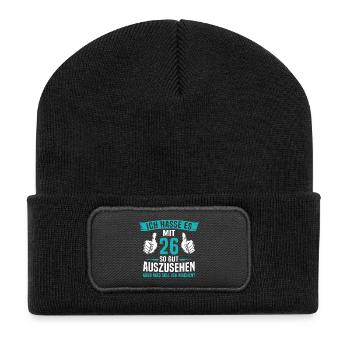26 Jahre 26. Geburtstag Mann Frau 26 Jahre - Recycelte Patch Beanie - Schwarz - Vorne