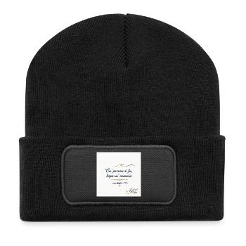 Designer Azzo  - Recycelte Patch Beanie - Schwarz - Vorne