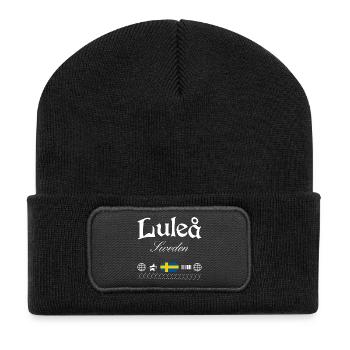 Luleå Schweden Streetwear Reise Souvenir - Recycelte Patch Beanie - Schwarz - Vorne