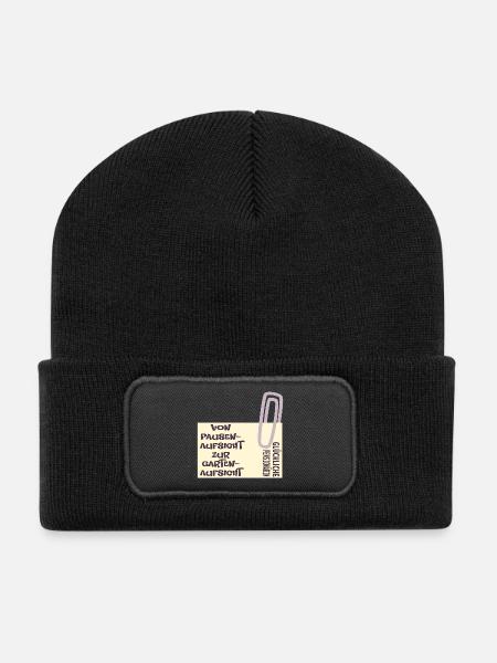 Abschied Lehrerin - Pensionärin Garten - Recycelte Patch Beanie - Schwarz