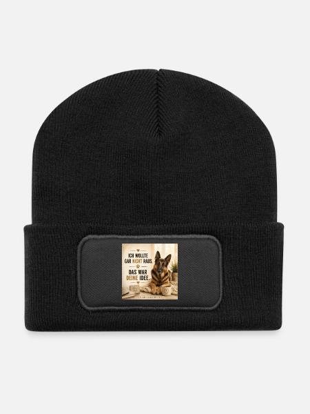 ich wollte nicht raus deine Idee - Recycelte Patch Beanie - Schwarz