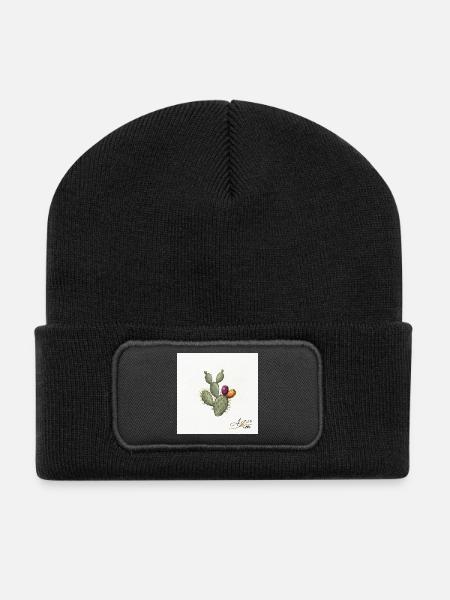 Cactus Illustration with Colorful Fruits - Recycled Patch Beanie - black