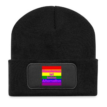 RASSISMUS IST KEINE ALTERNATIVE NIE WIEDER, NO NZS - Recycelte Patch Beanie - Schwarz - Vorne
