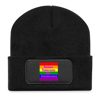 KEINE TOLERANZ FÜR INTOLERANZ, NIE WIEDER, NO NZS - Recycelte Patch Beanie - Schwarz - Vorne