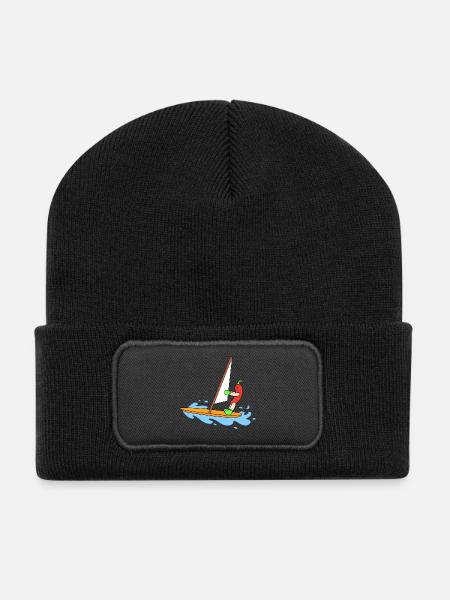 Lustiges Chili-Segeln - Recycelte Patch Beanie - Schwarz
