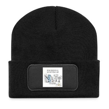 Bleistiftkünstler-Abenteuer mit Freunden - Recycelte Patch Beanie - Schwarz - Vorne