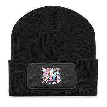 Elfe du 16e anniversaire – Design graphique pastel - Beanie recyclé à patch - noir - Devant