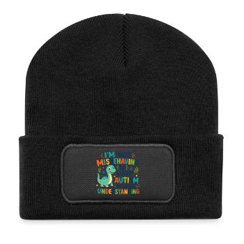 Je ne me comporte pas mal, j’ai de l’autisme - Beanie recyclé à patch - noir - Devant