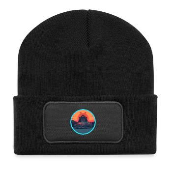 Retro 90er JDM Samurai Kabuto Warrior Sportwagen - Recycelte Patch Beanie - Schwarz - Vorne