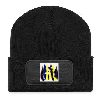 Énergie abstraite bleu et jaune - Beanie recyclé à patch - noir - Devant