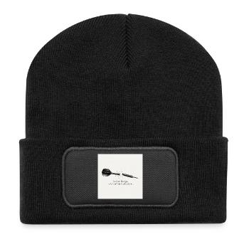 Dart Spruch: Ich Treff Doch Eh Nichts - Recycelte Patch Beanie - Schwarz - Vorne