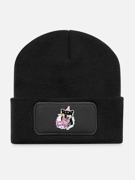 Happy Barkday Finnish Lapphund - Recycled Patch Beanie - black