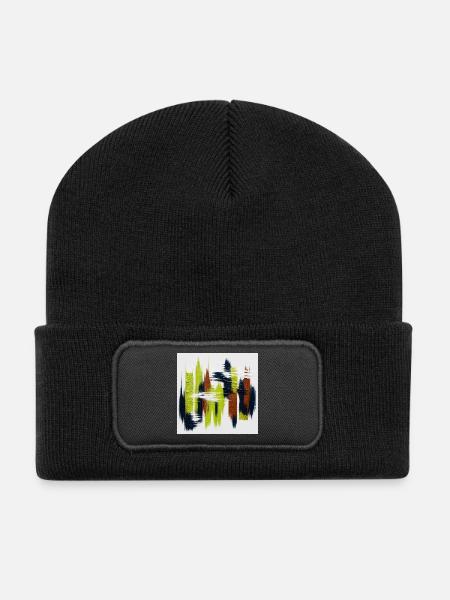 Éclats abstraits Vert Bleu Brun - Beanie recyclé à patch - noir