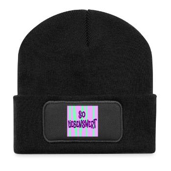 Freundin Liebenswert - Recycelte Patch Beanie - Schwarz - Vorne