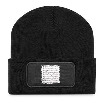 Schwarzweiß Notenblatt mit Rand - Recycelte Patch Beanie - Schwarz - Vorne