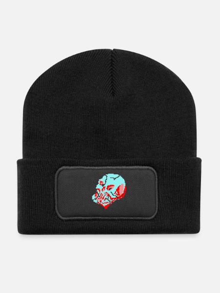 8bit neon skull - Recycelte Patch Beanie - Schwarz
