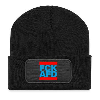FCK AFD, NIE WIEDER IST JETZT, NO NZS, NO AFD - Recycelte Patch Beanie - Schwarz - Vorne