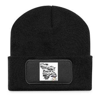 Azzo Puglia Skizzenkarte  - Recycelte Patch Beanie - Schwarz - Vorne