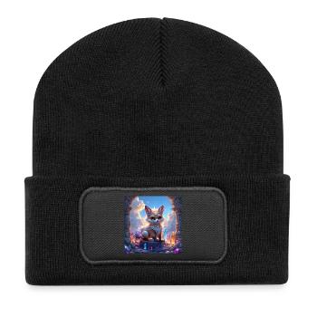 Fantastischer Fuchs unter Edelsteinen - Recycelte Patch Beanie - Schwarz - Vorne